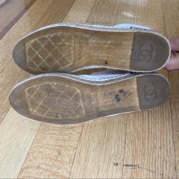 CHANEL Pink Leather Lace Up Espadrilles Sneakers - Picture 8 of 9